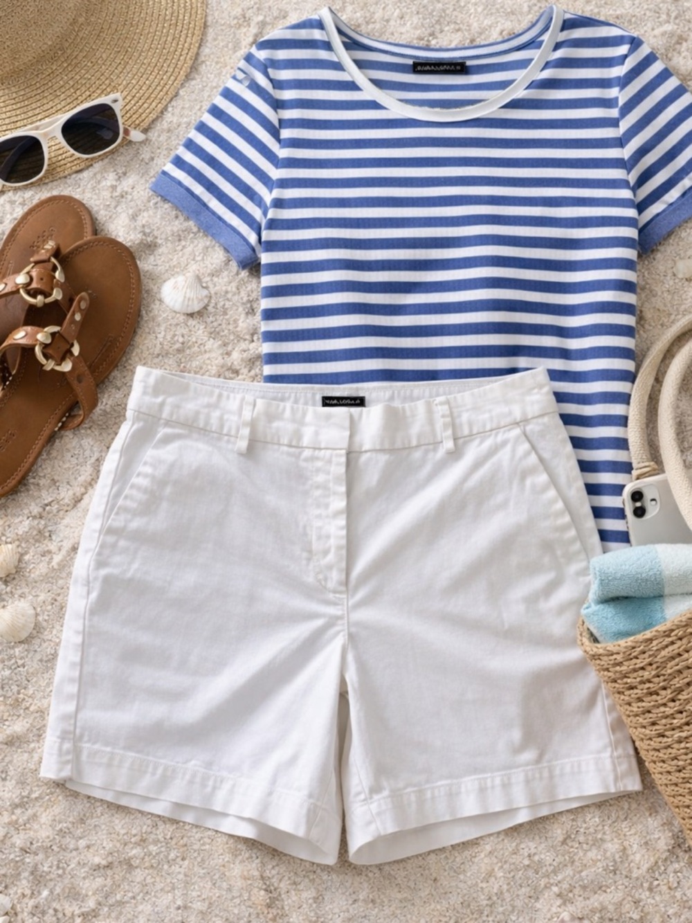 Nautica Shorts Womens 8 White Cotton Stretch Classic Summer Coastal Golf Resort